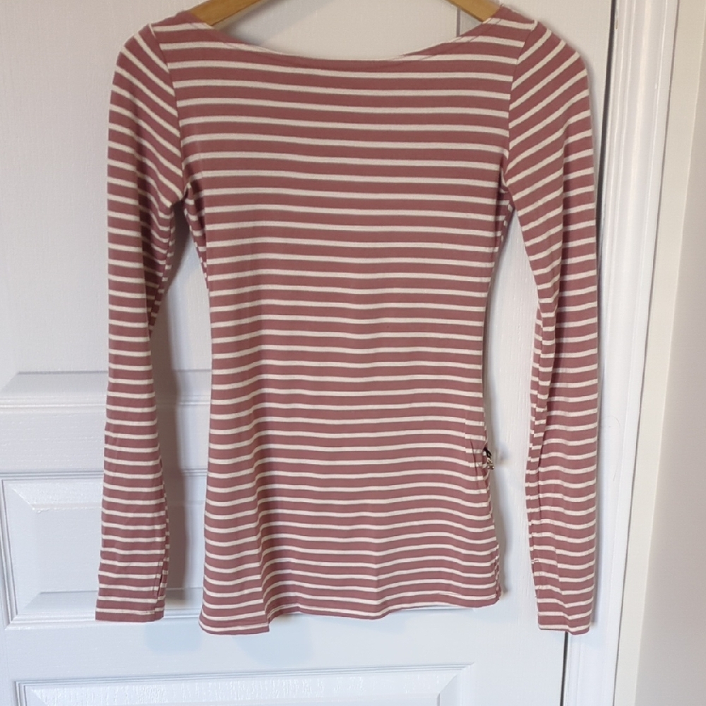 Striped Long Sleeve Top - Pink and White